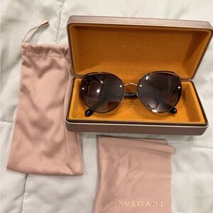 Bulgari Women's Sunglasses with Black and Gold Accents